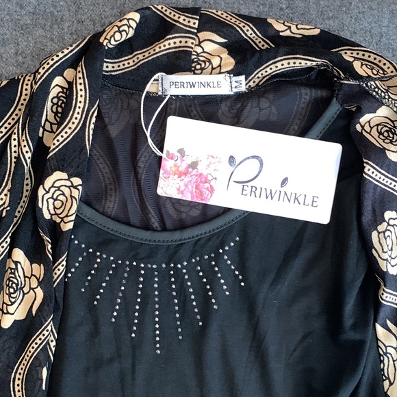 NWT Periwinkle black and gold floral faux layered 1/2 sleeve top - Picture 5 of 5